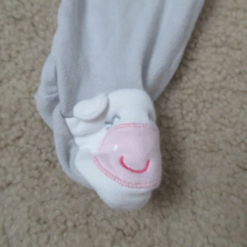 Carters Pull On Footed Sweatpants Infant Girls Size 6M Gray Cow Elastic‎ Joggers